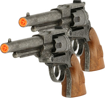 Ouderwetse revolver - 2x - 8 schoten - plaffertjes pistool - western - cowboy geweer