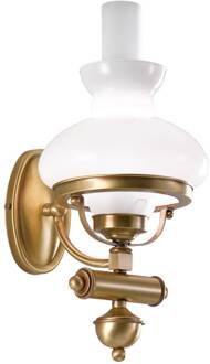 Ouderwetse wandlamp Lagunare gebronsd gesatineerd messing, wit