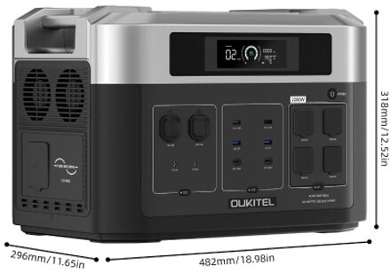 OUKITEL B20000E Portable Power Station 2048Wh Backup LiFePO4 Battery 2200W Pure Sine Wave AC Outlet Solar Generator with 2 Expandable Battery - Solar Panel Not Included - for Outdoors Camping Travel Hunting Blackout