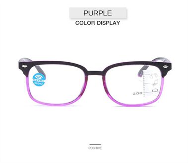 Oulylan Anti-Blauw Licht Leesbril Vrouwen Mannen Progressieve Multifocale Verziendheid Bril Presbyopie Brillen Dioptrie 2.5 SPH 0 add 2.00 / paars