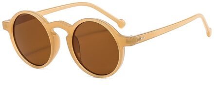 Oulylan Vintage Ronde Zonnebril Vrouwen Mannen Klassieke Luipaard Beige Zonnebril Shades Dames UV400 Zonnebril Green Eyewear bruin