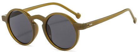Oulylan Vintage Ronde Zonnebril Vrouwen Mannen Klassieke Luipaard Beige Zonnebril Shades Dames UV400 Zonnebril Green Eyewear donker groen