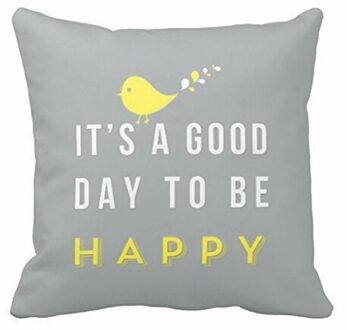Ouneed Comfortabele Gele Vogel Brief Vierkante Sierkussen Case Home Decor Kussensloop 45*45 Vierkante Sierkussen