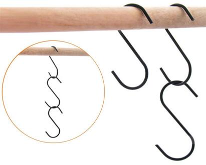 OUNONA 3pcs Rvs S Vormige Haken Keuken Roestvrij S Type Haken Hangers voor Opknoping Pannen Cups Zakken Handdoeken (zwart)