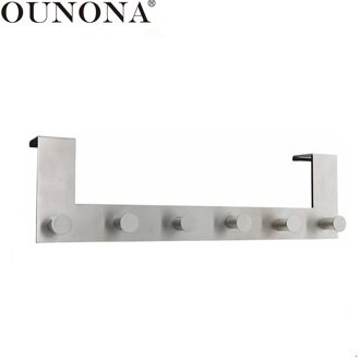 OUNONA Rvs Over de Deur Haken Deur Hanger Rack Kleren Sleutel Haken voor Doek Broek Hoed Handdoek (6 -haken)