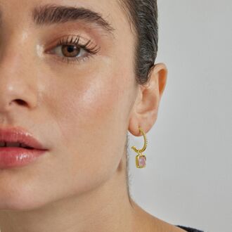 Ourhis Oorbellen met Paars Kristal afgewerkt in 18K Geel Goud