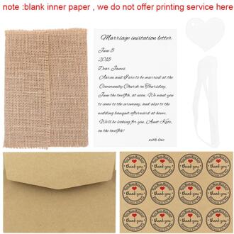 OurWarm 10 stks Jute Trouwkaarten met Monogram Tag Feestartikelen Verjaardag Rustieke Vintage Uitnodigingen Vintage Kaarten