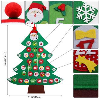 OurWarm Kerst Voelde Advent Kalender met Pocket Countdown Kalender Muur Opknoping DIY Jaar Kerst Ornament Decoratie 1-31 B