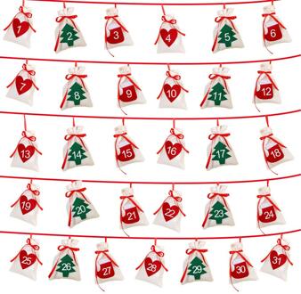 OurWarm Kerst Voelde Advent Kalender met Pocket Countdown Kalender Muur Opknoping DIY Jaar Kerst Ornament Decoratie 1-31 D
