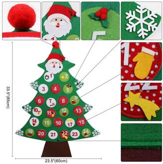 OurWarm Kerst Voelde Advent Kalender met Pocket Countdown Kalender Muur Opknoping DIY Jaar Kerst Ornament Decoratie B