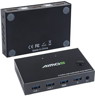 Out 4K Usb Hdmi-Compatibel Kvm Switch Video Usb Switch Splitter Voor 2 Pc Sharing Toetsenbord muis Printer Plug En Paly