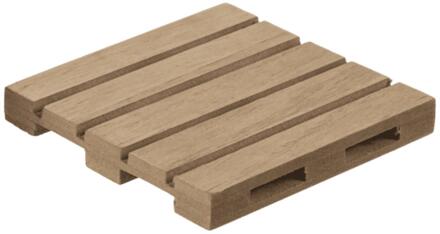 Out of the Blue 4x stuks houten pallet glazen onderzetters 10 x 10 cm - Glazenonderzetters Beige