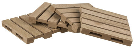 Out of the Blue 4x stuks houten pallet glazen onderzetters 10 x 10 cm - Glazenonderzetters Beige