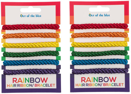 Out of the Blue Armbandjes/haarbandjes - Gay Pride/Regenboog thema kleuren - 12x stuks