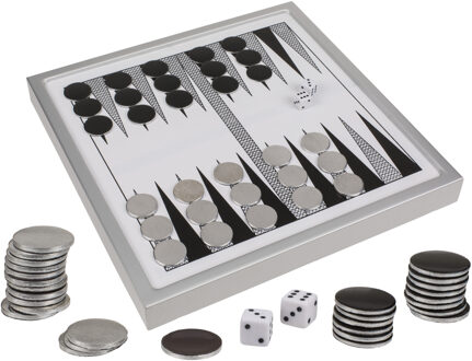 Out of the Blue Backgammon spel met metalen fiches