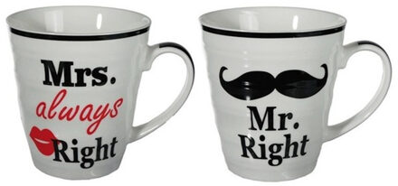 Out of the Blue Cadeau set Mr Right en Mrs Always Right bekers