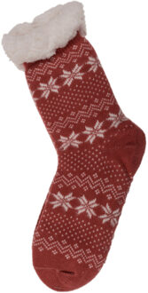 Out of the Blue Dames anti-slip huissokken/slofsokken rood one-size maat 36-41 - Huissokken