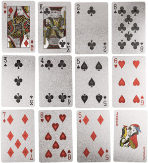 Out of the Blue Deluxe speelkaarten - 54 kaarten - zilver - klassiek - kaartspel