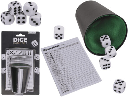 Out of the Blue Dobbelspel met beker - inclusief 6x dobbelstenen en scoreblok - spel Multi