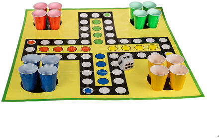 Out of the Blue Drankspel - ludo spel - mens erger je niet - XXL met beer pong cups - Drankspellen