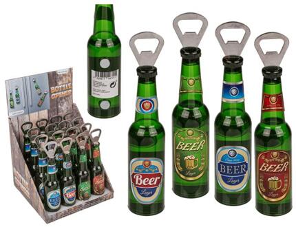 Out of the Blue Flesopener bierfles met magneet ca. 21cm groen
