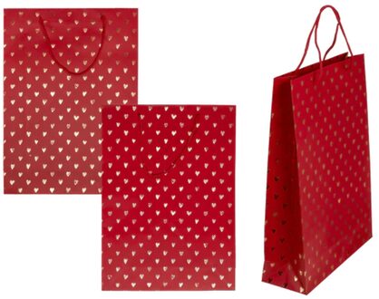 Out of the Blue Geschenktasje Hearts rood 25x8,5x34cm