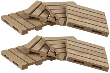 Out of the Blue Glazenonderzetters - 16x stuks - hout - 10 x 10 cm - onderzetters