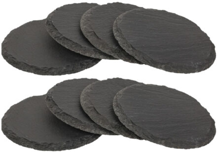 Out of the Blue Glazenonderzetters - 24x - rond - leisteen - 10 cm