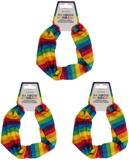 Out of the Blue Haarbandje voor dames - 3x - Gay Pride/Regenboog thema kleuren - polyester
