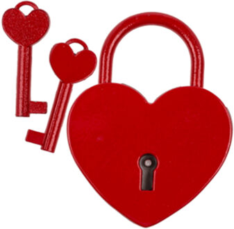 Out of the Blue Hangslot Valentijnsdag - Liefde hartje thema slotje - rood - 6 cm