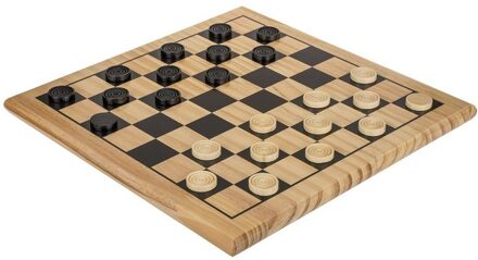 Out of the Blue Houten damspel met damstukken en bord - 28 x 28 cm - Denkspellen - Dammen