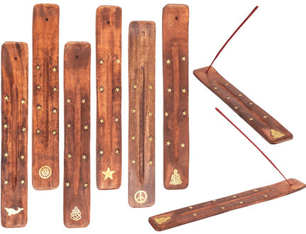 Out of the Blue Houten wierookstokjeshouder 25,5x4cm bruin