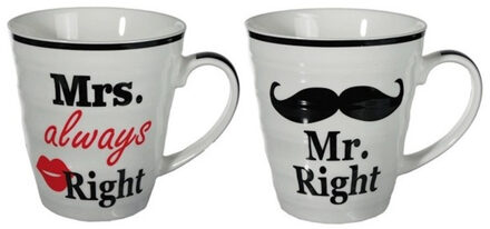 Out of the Blue Koffiebeker set - Mr Right en Mrs Always Right - koffiemok