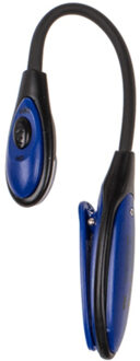 Out of the Blue LED Leeslamp met klem - blauw - 16 cm - incl. batterijen - 2 leds - boek lezen verlichting