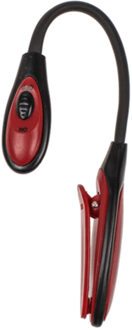 Out of the Blue LED Leeslamp met klem - rood - 16 cm - incl. batterijen - 2 leds - boek lezen verlichting