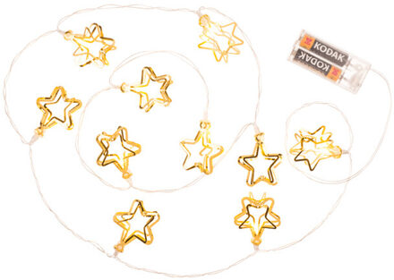 Out of the Blue Lichtsnoer - 3D sterren - metallic goud - 185 cm - op batterij - verlichting