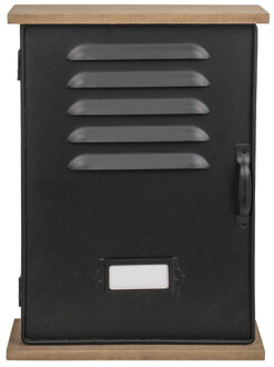 Out of the Blue Locker sleutelkastje - zwart - 20 x 27.5 cm - hout/metaal - sleutel kluisje