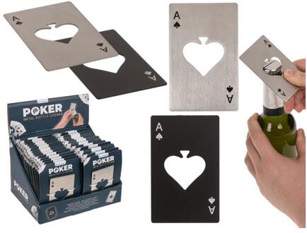 Out of the Blue Metalen flesopener Pokerkaart 8,6x5,4cm verschillende
