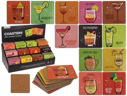 Out of the Blue Onderzetter Cocktail kurk 9,5x9,5cm verschillende