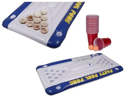 Out of the Blue Opblaasbaar beer pong luchtbed met bekers en balletjes Multi