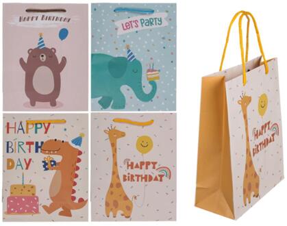 Out of the Blue Papieren geschenktas verjaardag 18x8x23 verschillende