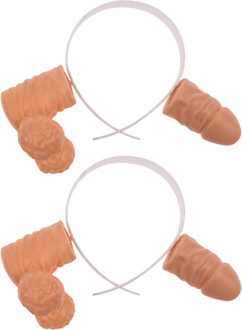 Out of the Blue Penis diadeem - 8x - piemel hoofdband - kunststof - naturel kleur - vrijgezellenfeest