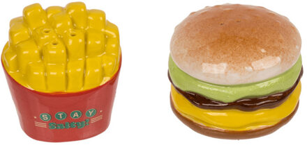 Out of the Blue Peper en zout stel - hamburger en friet - keramiek - cadeau setje Multi