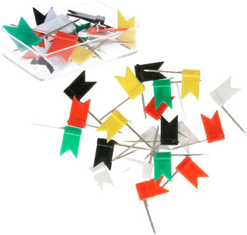 Out of the Blue Punaise vlaggetjes - 40x - voor prikbord/memobord/wereldkaart - gekleurd