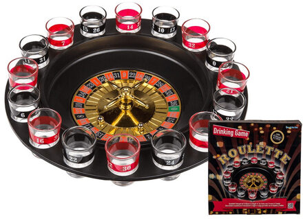 Out of the Blue Roulette drankspel - kunststof - set met wiel - shots - casino spel Multi
