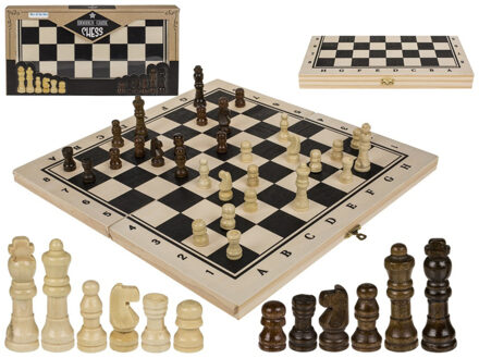 Out of the Blue Schaakspel - schaakbord - schaakstukken - 34 x 34 cm - hout - schaken Multi