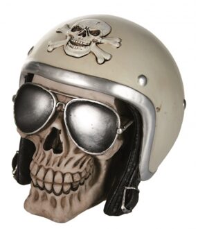 Out of the Blue Schedel spaarpot met motorhelm