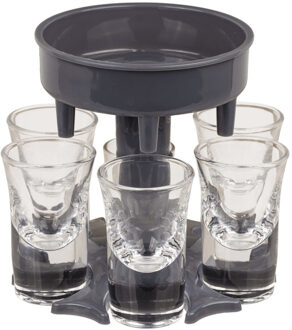 Out of the Blue Shotglazen - 6x stuks - glas/kunststof - drank dispenser - shotjes - shotglaasjes
