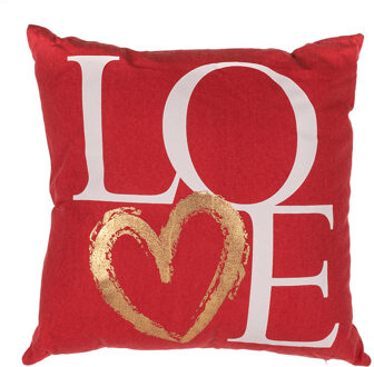 Out of the Blue Sierkussen - rood - love - 40 x 40 cm - Valentijn cadeau
