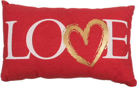 Out of the Blue Sierkussens - valentijn - rood love - 30 x 50 cm - cadeau kussen